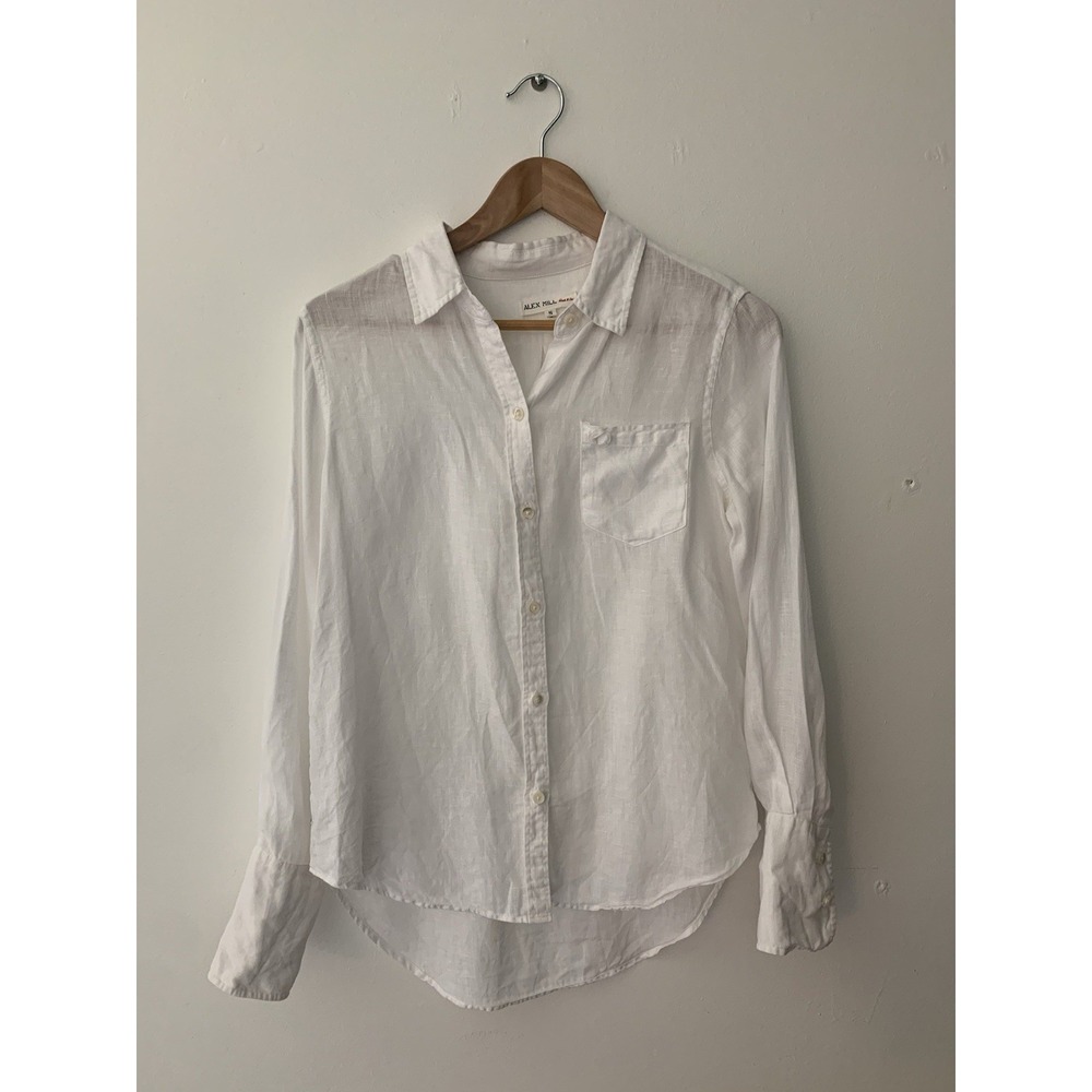 Alex Mill Long Sleeve Button Up 100% Linen Shirt Women Sz S Minimalist Coastal